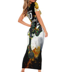 Personalised Penrith Panthers 1967-2026 Family Matching Short Sleeve Bodycon Dress and Hawaiian Shirt Panther Mascot 60th Anniversary - Watercolor Splash Art