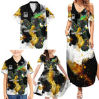 Personalised Penrith Panthers 1967-2026 Family Matching Summer Maxi Dress and Hawaiian Shirt Panther Mascot 60th Anniversary - Watercolor Splash Art