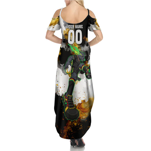 Personalised Penrith Panthers 1967-2026 Family Matching Summer Maxi Dress and Hawaiian Shirt Panther Mascot 60th Anniversary - Watercolor Splash Art