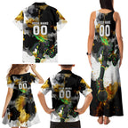 Personalised Penrith Panthers 1967-2026 Family Matching Tank Maxi Dress and Hawaiian Shirt Panther Mascot 60th Anniversary - Watercolor Splash Art