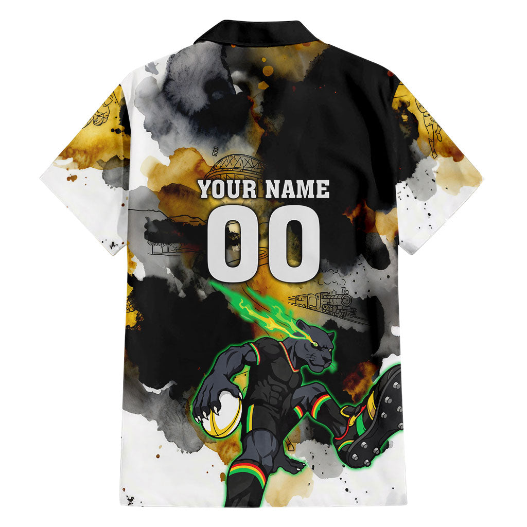 Personalised Penrith Panthers 1967-2026 Family Matching Tank Maxi Dress and Hawaiian Shirt Panther Mascot 60th Anniversary - Watercolor Splash Art