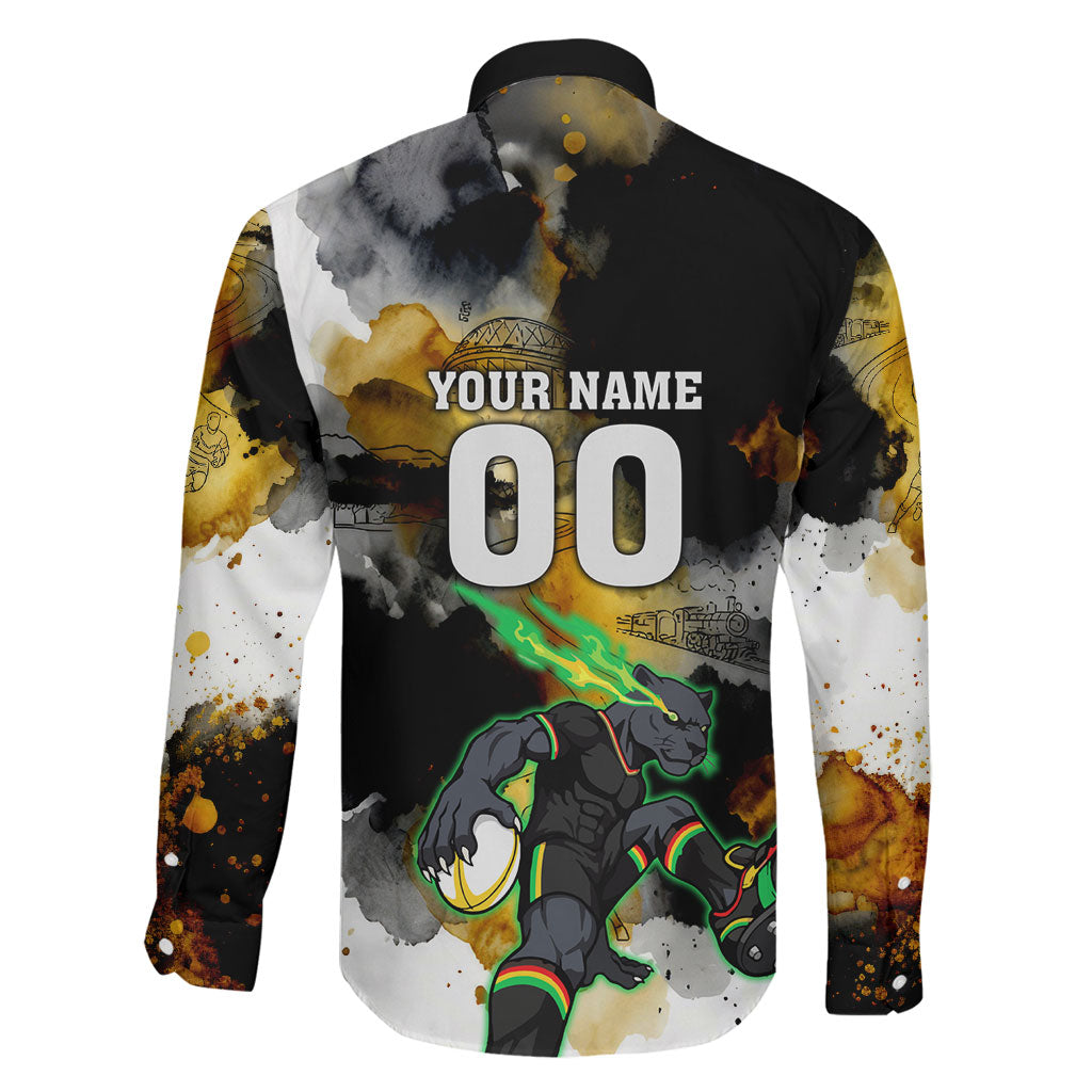 Personalised Penrith Panthers 1967-2026 Family Matching Tank Maxi Dress and Hawaiian Shirt Panther Mascot 60th Anniversary - Watercolor Splash Art