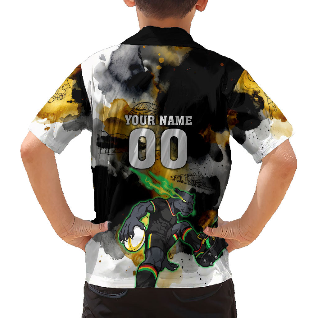 Personalised Penrith Panthers 1967-2026 Hawaiian Shirt Panther Mascot 60th Anniversary - Watercolor Splash Art
