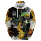 Personalised Penrith Panthers 1967-2026 Hoodie Panther Mascot 60th Anniversary - Watercolor Splash Art