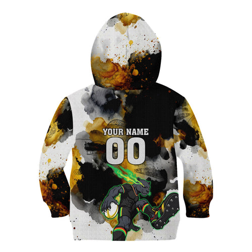 Personalised Penrith Panthers 1967-2026 Kid Hoodie Panther Mascot 60th Anniversary - Watercolor Splash Art