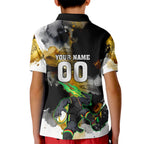 Personalised Penrith Panthers 1967-2026 Kid Polo Shirt Panther Mascot 60th Anniversary - Watercolor Splash Art