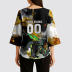 Personalised Penrith Panthers 1967-2026 Kimono Sleeve Blouse Panther Mascot 60th Anniversary - Watercolor Splash Art
