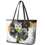 Personalised Penrith Panthers 1967-2026 Leather Tote Bag Panther Mascot 60th Anniversary - Watercolor Splash Art
