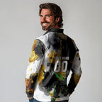Personalised Penrith Panthers 1967-2026 Long Sleeve Polo Shirt Panther Mascot 60th Anniversary - Watercolor Splash Art