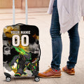 Personalised Penrith Panthers 1967-2026 Luggage Cover Panther Mascot 60th Anniversary - Watercolor Splash Art