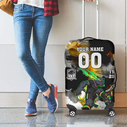 Personalised Penrith Panthers 1967-2026 Luggage Cover Panther Mascot 60th Anniversary - Watercolor Splash Art