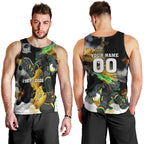 Personalised Penrith Panthers 1967-2026 Men Tank Top Panther Mascot 60th Anniversary - Watercolor Splash Art