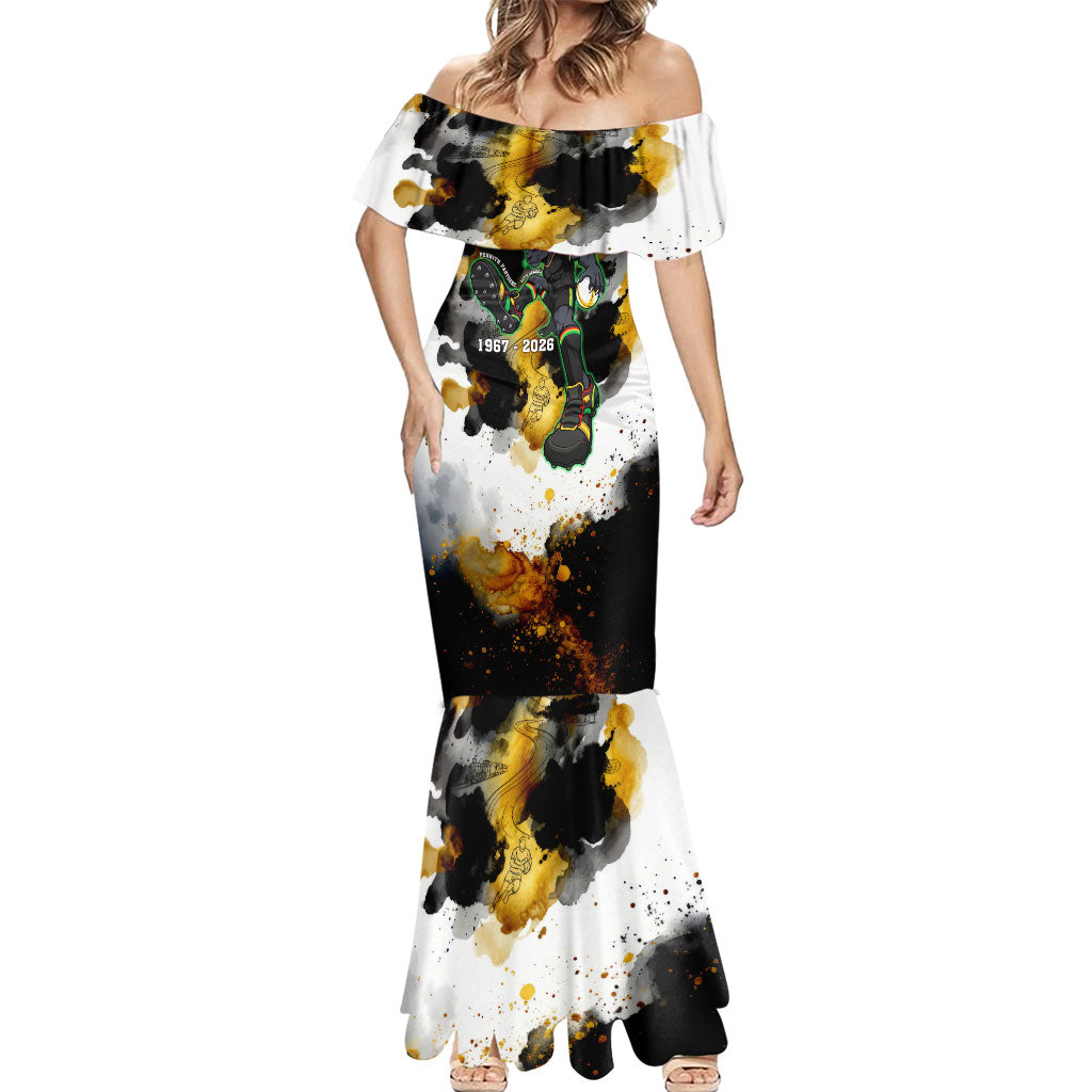 Personalised Penrith Panthers 1967-2026 Mermaid Dress Panther Mascot 60th Anniversary - Watercolor Splash Art