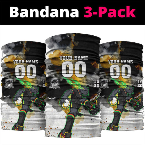 Personalised Penrith Panthers 1967-2026 Neck Gaiter Panther Mascot 60th Anniversary - Watercolor Splash Art