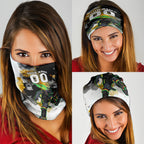 Personalised Penrith Panthers 1967-2026 Neck Gaiter Panther Mascot 60th Anniversary - Watercolor Splash Art