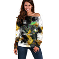 Personalised Penrith Panthers 1967-2026 Off Shoulder Sweater Panther Mascot 60th Anniversary - Watercolor Splash Art