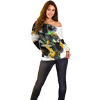Personalised Penrith Panthers 1967-2026 Off Shoulder Sweater Panther Mascot 60th Anniversary - Watercolor Splash Art