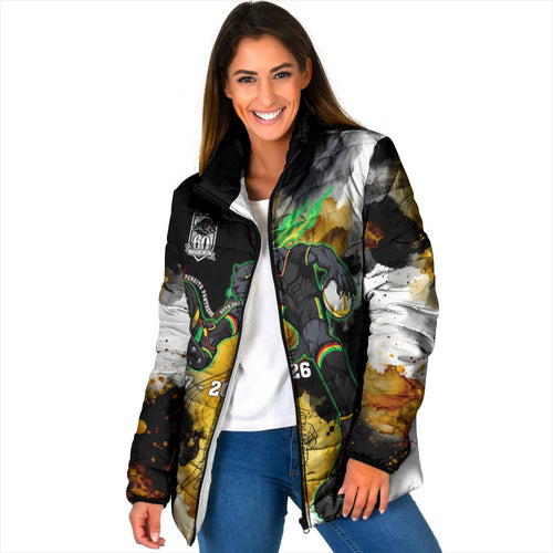 Personalised Penrith Panthers 1967-2026 Padded Jacket Panther Mascot 60th Anniversary - Watercolor Splash Art