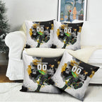 Personalised Penrith Panthers 1967-2026 Pillow Cover Panther Mascot 60th Anniversary - Watercolor Splash Art