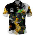 Personalised Penrith Panthers 1967-2026 Polo Shirt Panther Mascot 60th Anniversary - Watercolor Splash Art