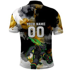 Personalised Penrith Panthers 1967-2026 Polo Shirt Panther Mascot 60th Anniversary - Watercolor Splash Art