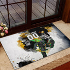 Personalised Penrith Panthers 1967-2026 Rubber Doormat Panther Mascot 60th Anniversary - Watercolor Splash Art