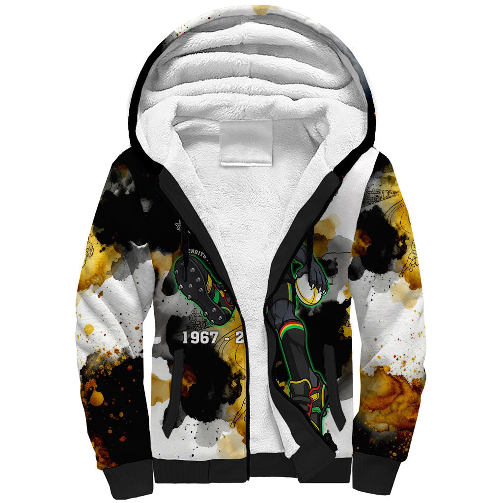 Personalised Penrith Panthers 1967-2026 Sherpa Hoodie Panther Mascot 60th Anniversary - Watercolor Splash Art