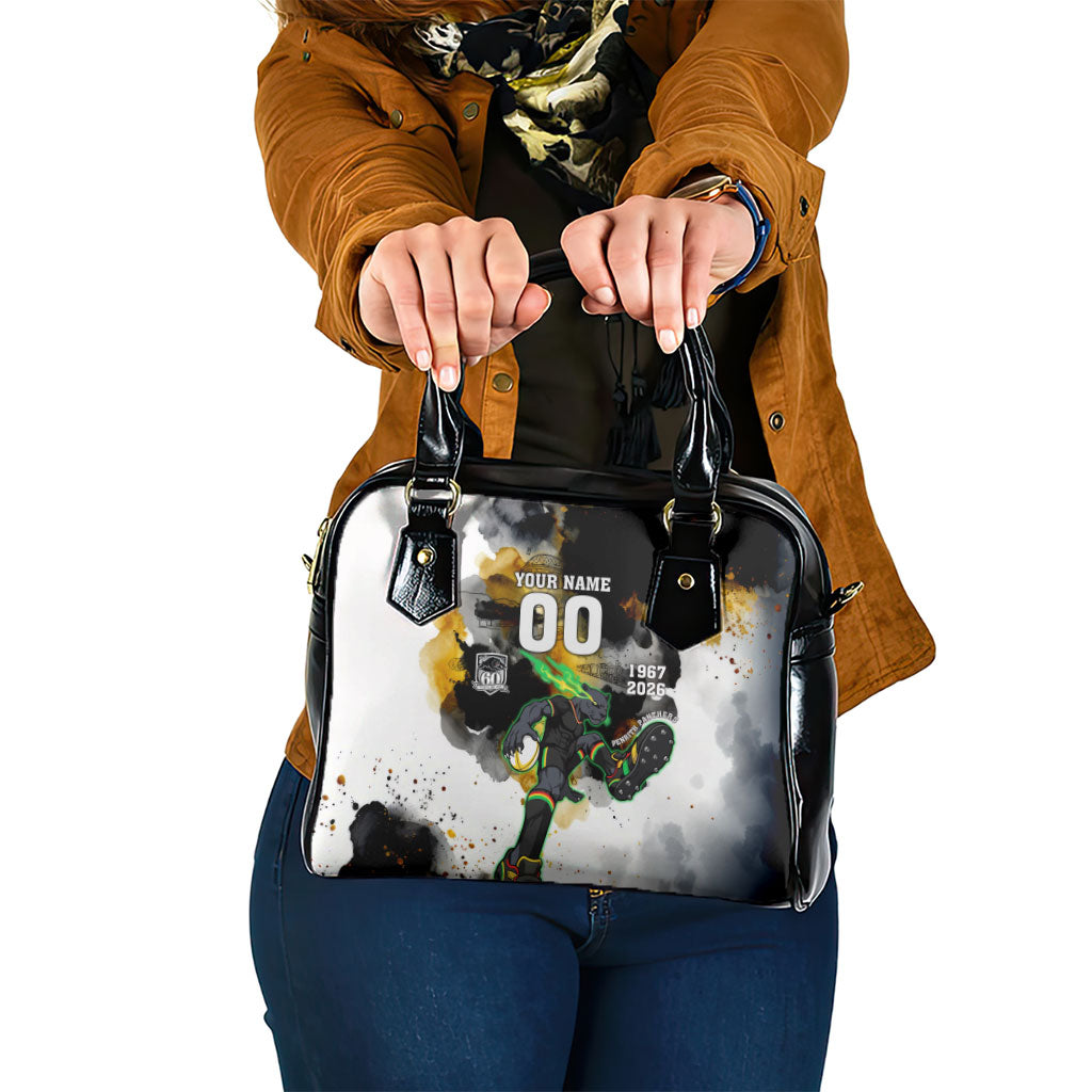 Personalised Penrith Panthers 1967-2026 Shoulder Handbag Panther Mascot 60th Anniversary - Watercolor Splash Art