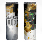 Personalised Penrith Panthers 1967-2026 Skinny Tumbler Panther Mascot 60th Anniversary - Watercolor Splash Art