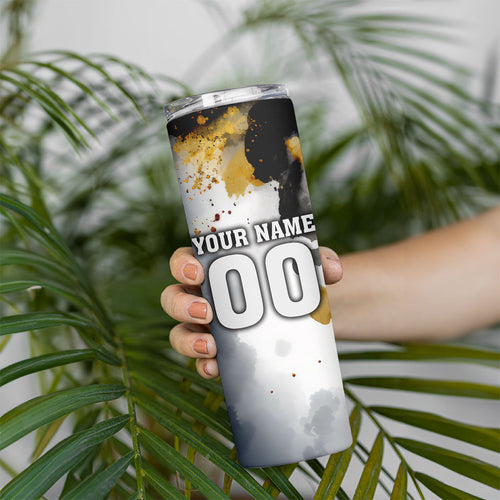 Personalised Penrith Panthers 1967-2026 Skinny Tumbler Panther Mascot 60th Anniversary - Watercolor Splash Art