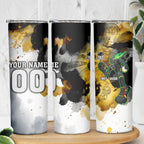 Personalised Penrith Panthers 1967-2026 Skinny Tumbler Panther Mascot 60th Anniversary - Watercolor Splash Art