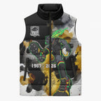 Personalised Penrith Panthers 1967-2026 Sleeveless Puffer Jacket Panther Mascot 60th Anniversary - Watercolor Splash Art