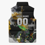 Personalised Penrith Panthers 1967-2026 Sleeveless Puffer Jacket Panther Mascot 60th Anniversary - Watercolor Splash Art