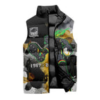 Personalised Penrith Panthers 1967-2026 Sleeveless Puffer Jacket Panther Mascot 60th Anniversary - Watercolor Splash Art