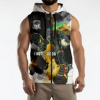 Personalised Penrith Panthers 1967-2026 Sleeveless Zip Hoodie Panther Mascot 60th Anniversary - Watercolor Splash Art