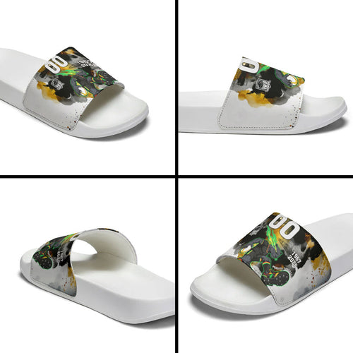 Personalised Penrith Panthers 1967-2026 Slide Sandals Panther Mascot 60th Anniversary - Watercolor Splash Art