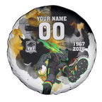 Personalised Penrith Panthers 1967-2026 Spare Tire Cover Panther Mascot 60th Anniversary - Watercolor Splash Art