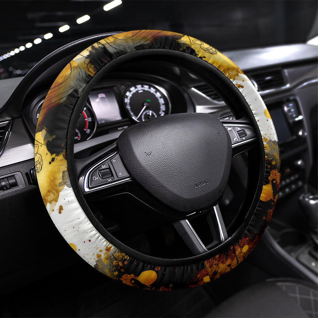 Penrith Panthers 1967-2026 Steering Wheel Cover Panther Mascot 60th Anniversary - Watercolor Splash Art