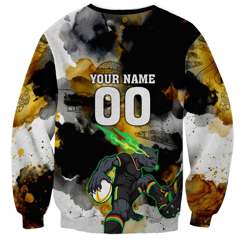 Personalised Penrith Panthers 1967-2026 Sweatshirt Panther Mascot 60th Anniversary - Watercolor Splash Art