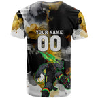 Personalised Penrith Panthers 1967-2026 T Shirt Panther Mascot 60th Anniversary - Watercolor Splash Art