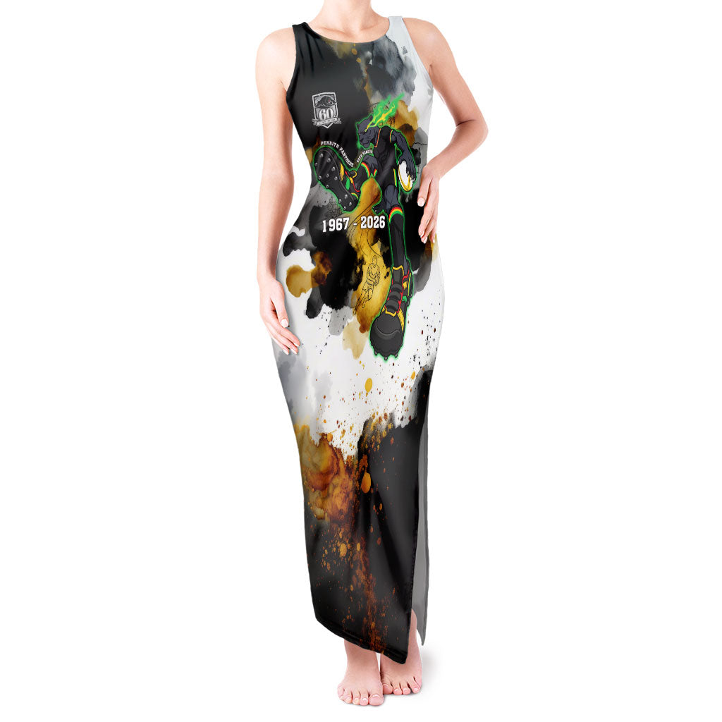 Personalised Penrith Panthers 1967-2026 Tank Maxi Dress Panther Mascot 60th Anniversary - Watercolor Splash Art