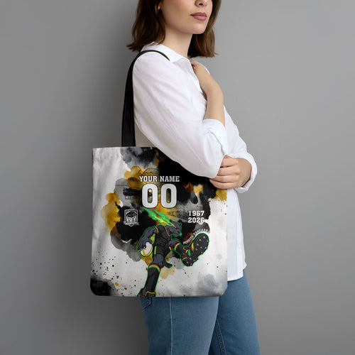 Personalised Penrith Panthers 1967-2026 Tote Bag Panther Mascot 60th Anniversary - Watercolor Splash Art