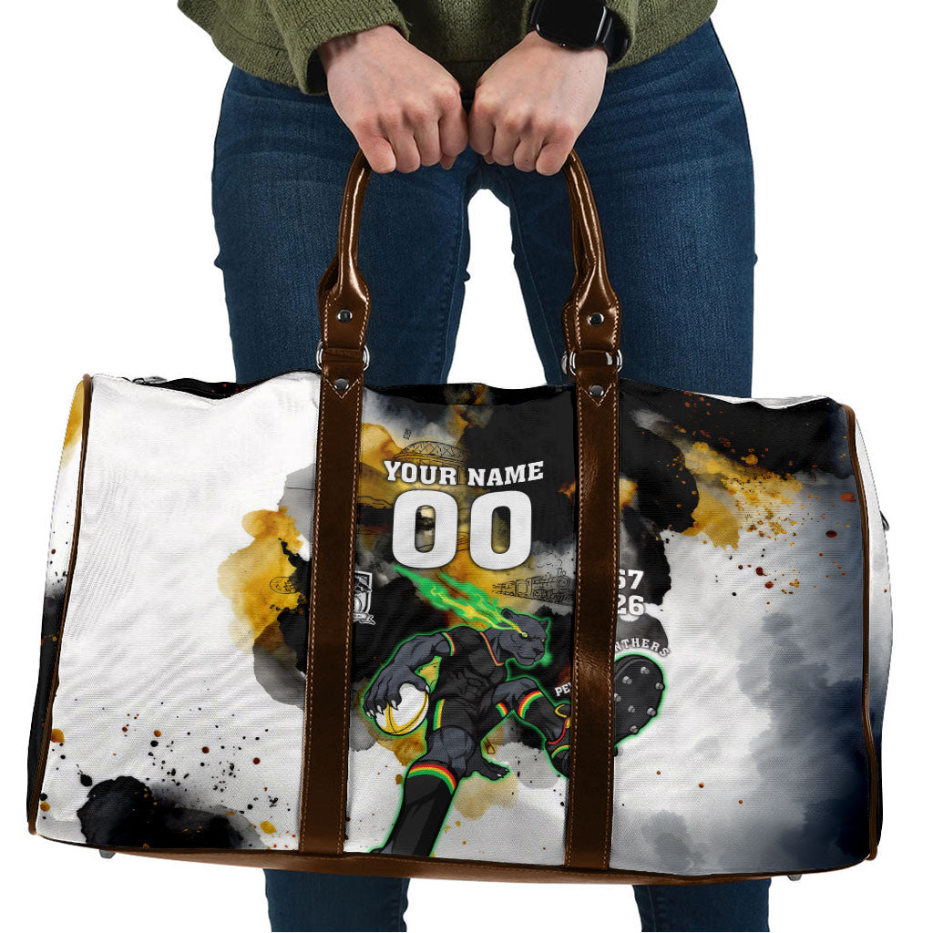 Personalised Penrith Panthers 1967-2026 Travel Bag Panther Mascot 60th Anniversary - Watercolor Splash Art