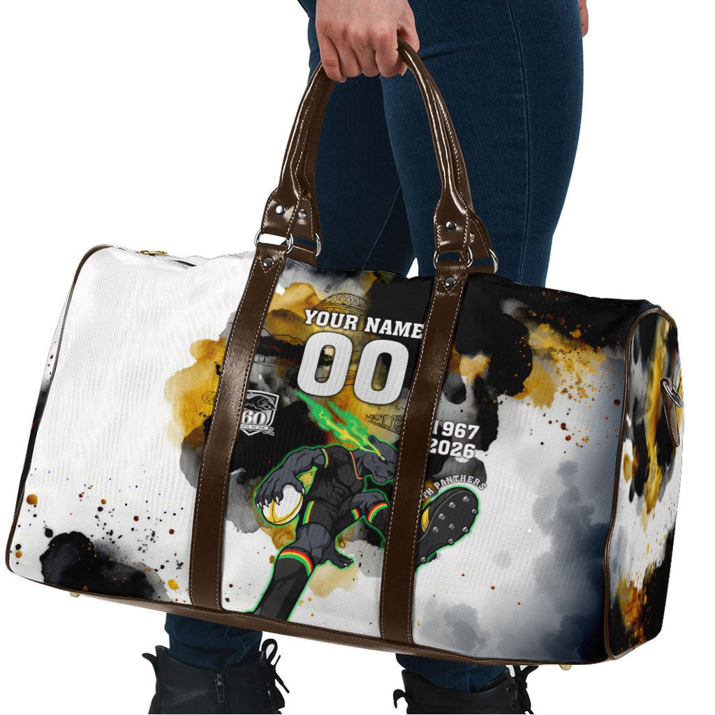 Personalised Penrith Panthers 1967-2026 Travel Bag Panther Mascot 60th Anniversary - Watercolor Splash Art