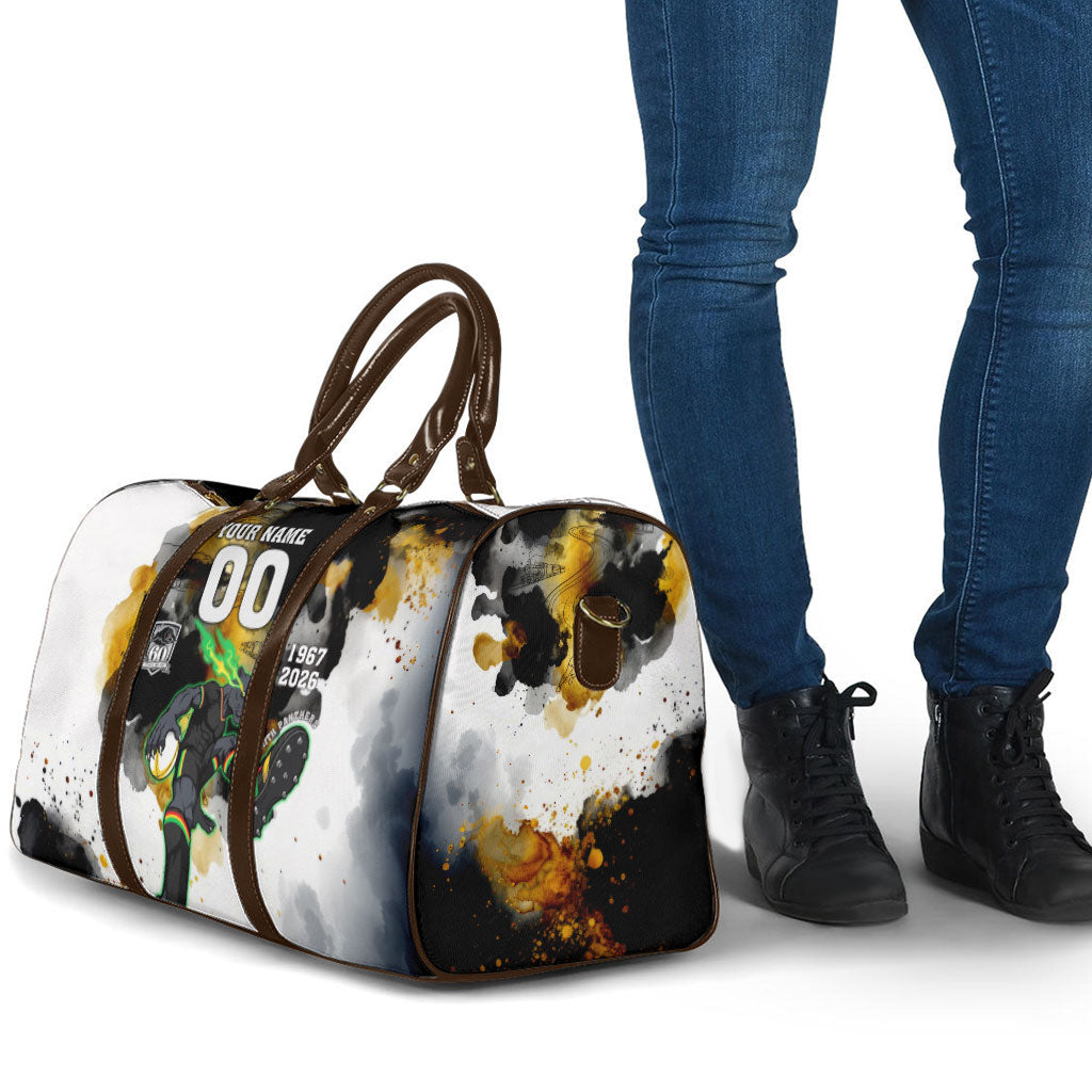 Personalised Penrith Panthers 1967-2026 Travel Bag Panther Mascot 60th Anniversary - Watercolor Splash Art
