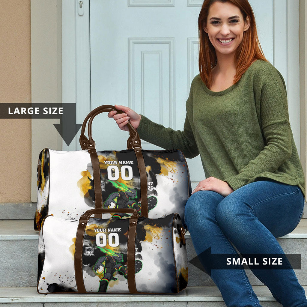 Personalised Penrith Panthers 1967-2026 Travel Bag Panther Mascot 60th Anniversary - Watercolor Splash Art