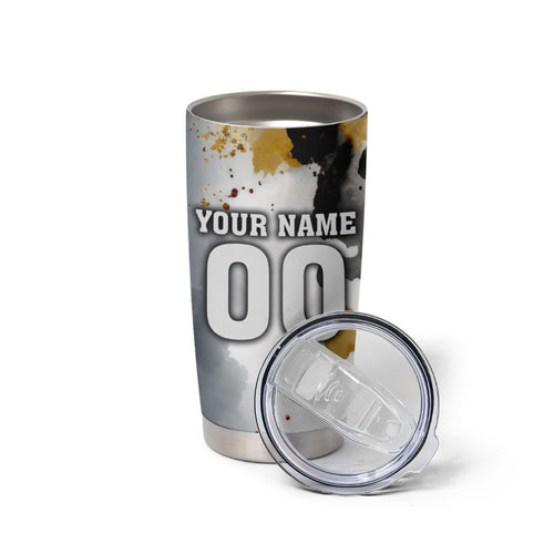 Personalised Penrith Panthers 1967-2026 Tumbler Cup Panther Mascot 60th Anniversary - Watercolor Splash Art