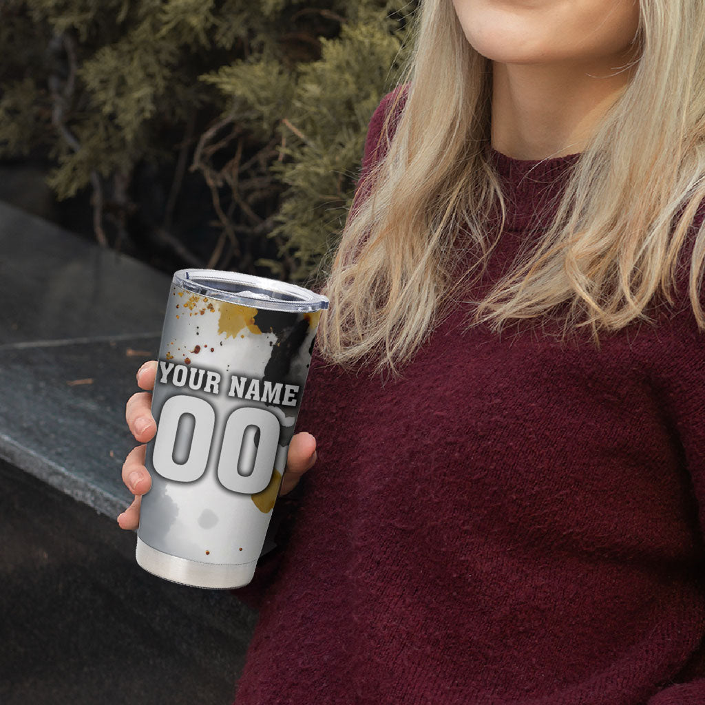 Personalised Penrith Panthers 1967-2026 Tumbler Cup Panther Mascot 60th Anniversary - Watercolor Splash Art