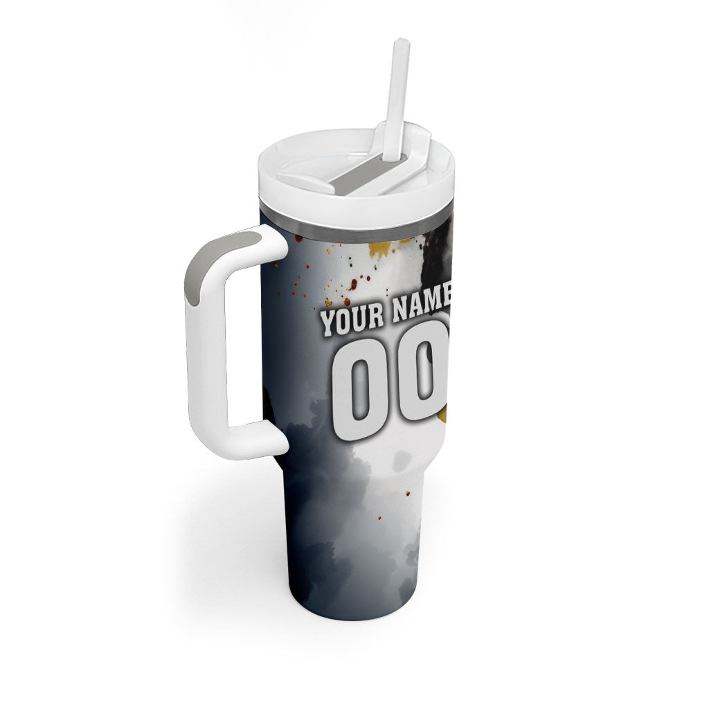 Personalised Penrith Panthers 1967-2026 Tumbler With Handle Panther Mascot 60th Anniversary - Watercolor Splash Art