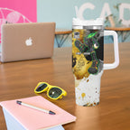 Personalised Penrith Panthers 1967-2026 Tumbler With Handle Panther Mascot 60th Anniversary - Watercolor Splash Art
